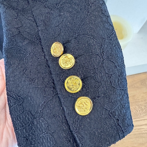 Smythe Black Lace Blazer with Gold Button - Size 10 - Picture 8 of 11